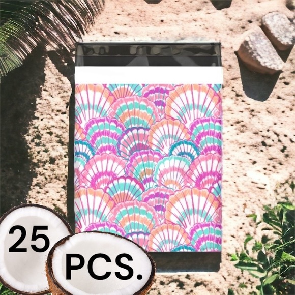 25 10X13 Poly Mailers Seashell Shells Flat Mailers PRICE IS FIRM - Picture 5 of 5